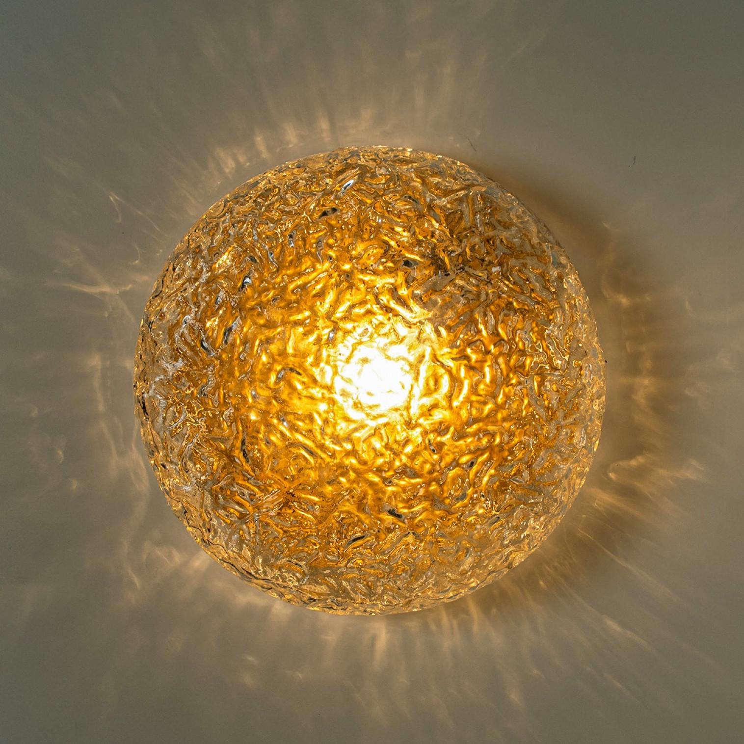 1 of the 10 Round Clear Textured Glass Flush Mount, in style of Limburg For Sale 3