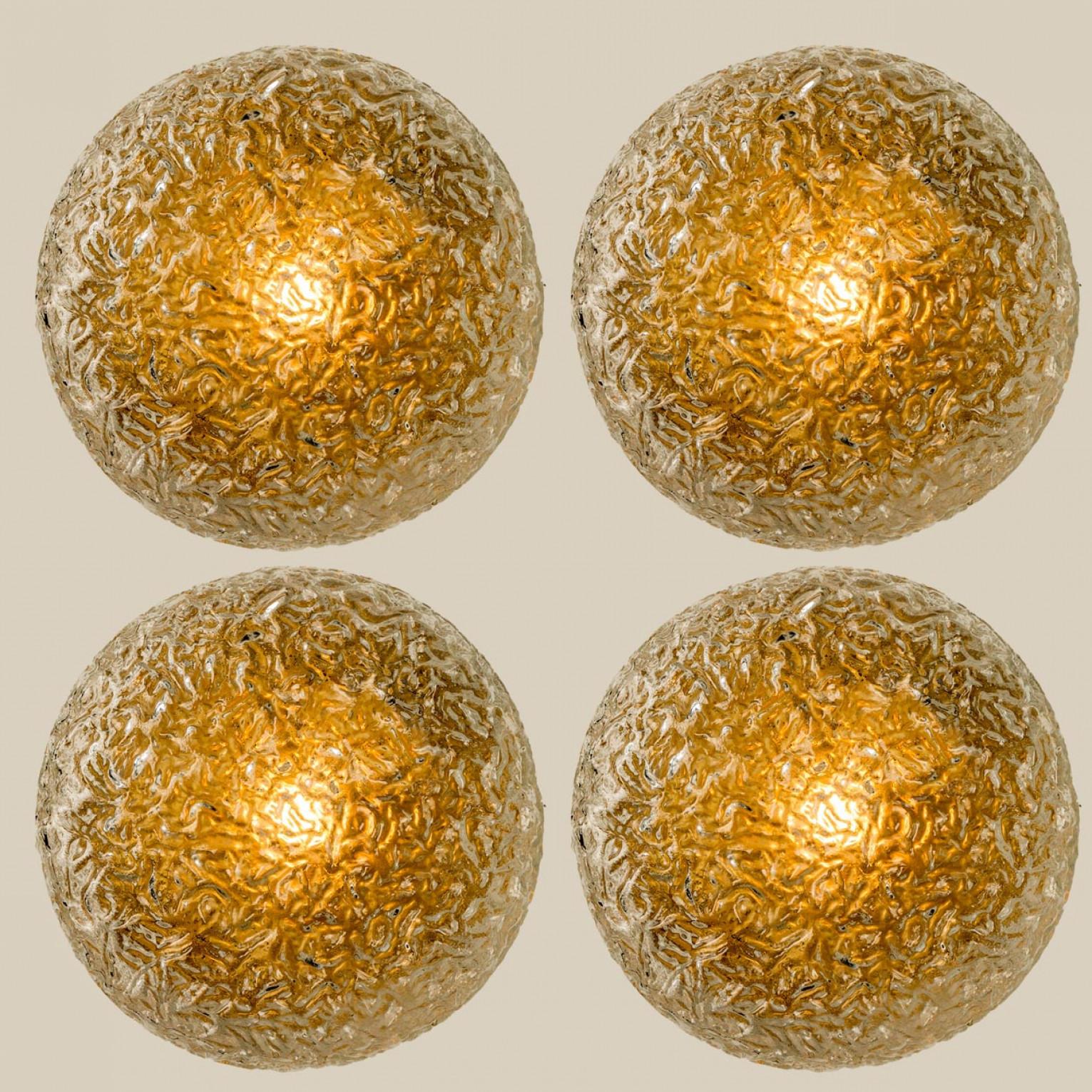 1 of the 10 Round Clear Textured Glass Flush Mount, in style of Limburg For Sale 4