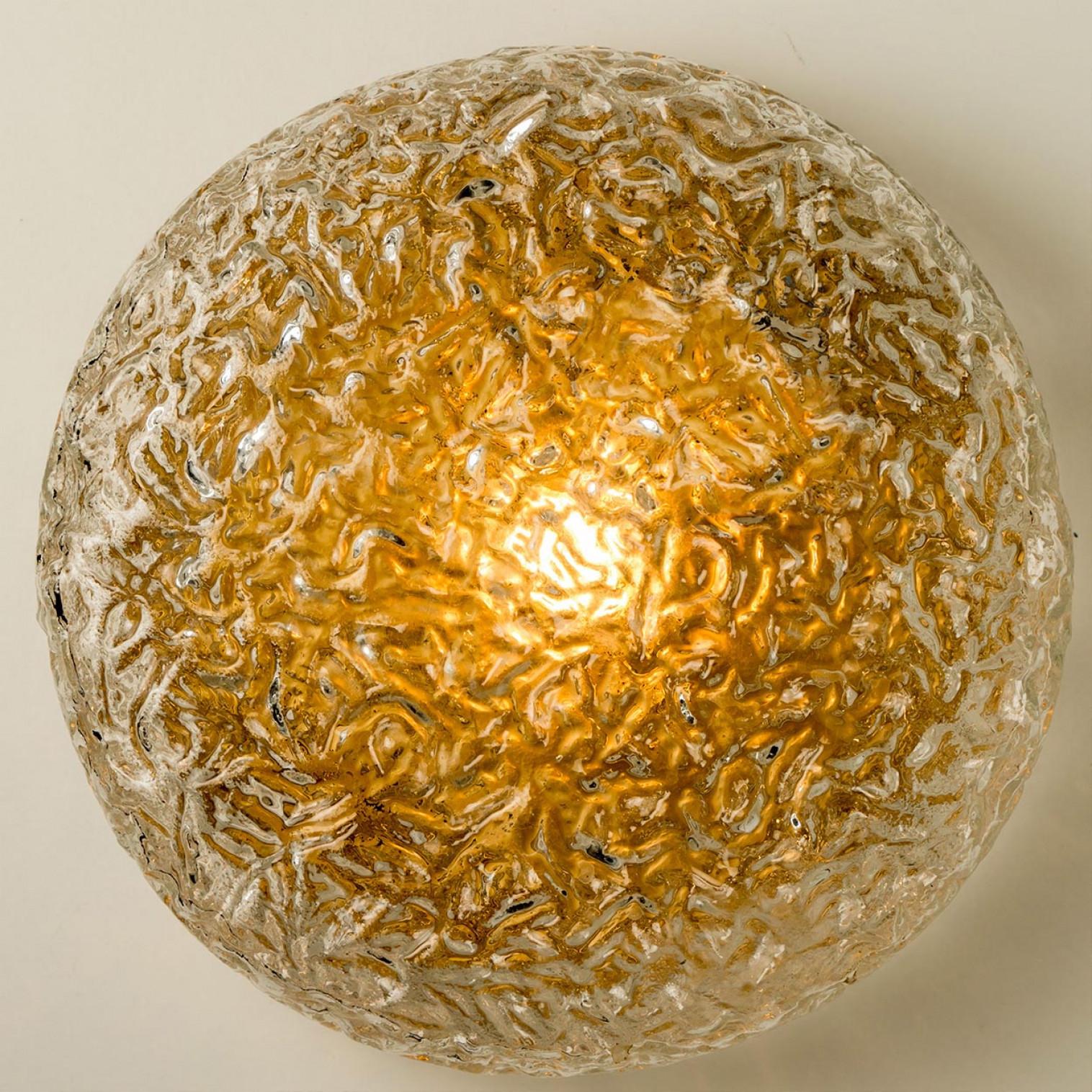 1 of the 10 Round Clear Textured Glass Flush Mount, in style of Limburg For Sale 5