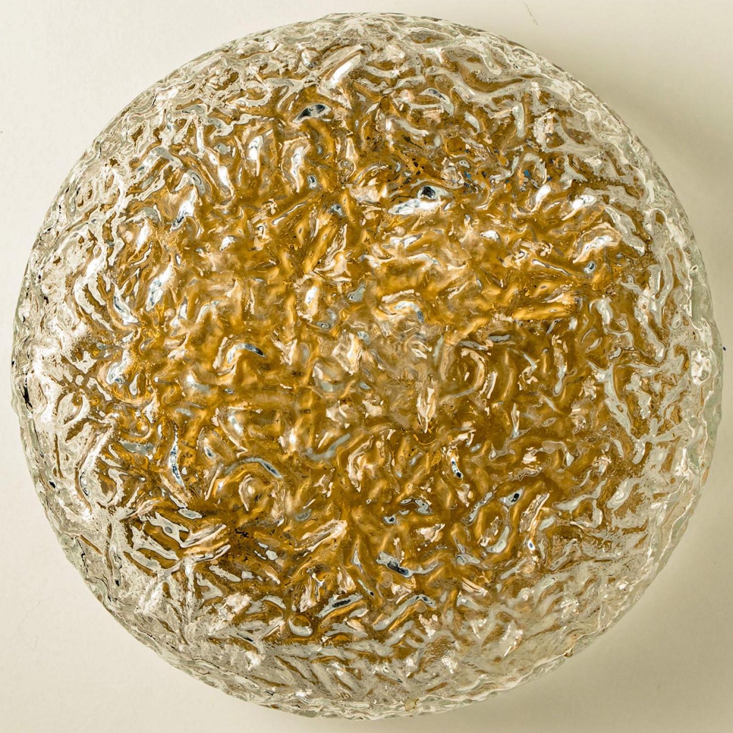 Other 1 of the 10 Round Clear Textured Glass Flush Mount, in style of Limburg For Sale