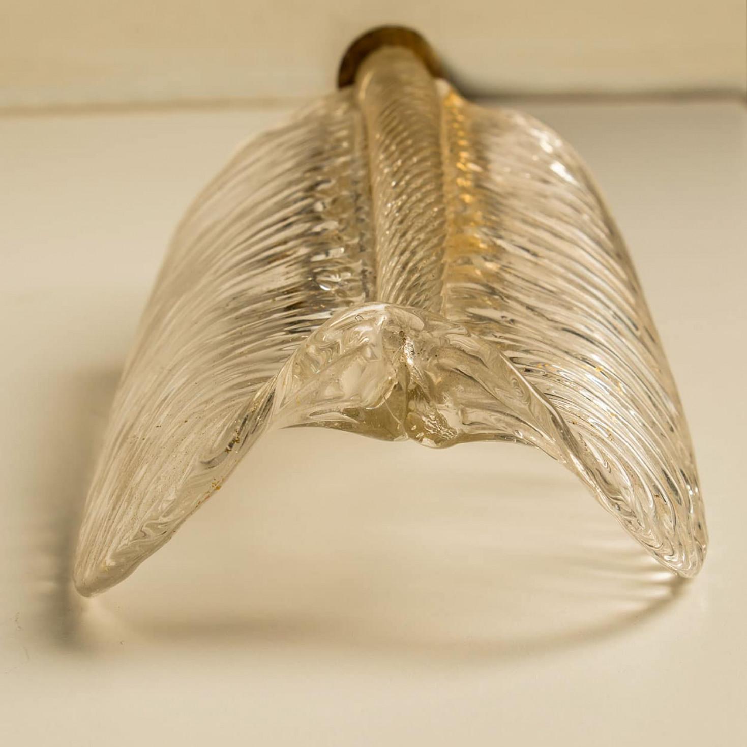 1 der 10 Wandleuchter Barovier & Toso aus Glas und Messingblättern, Italien 1970 im Angebot 3