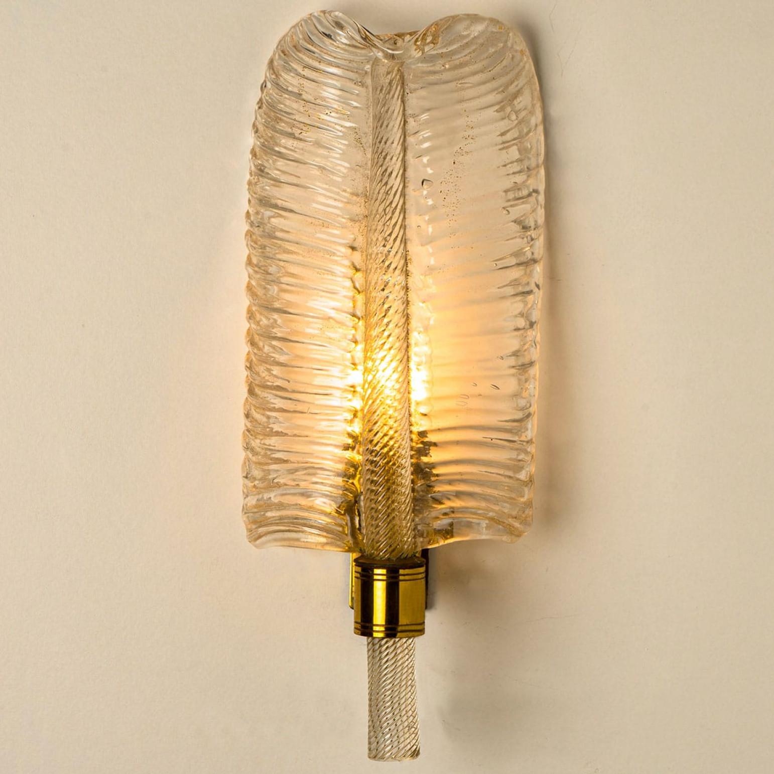 1 der 10 Wandleuchter Barovier & Toso aus Glas und Messingblättern, Italien 1970 im Angebot 4
