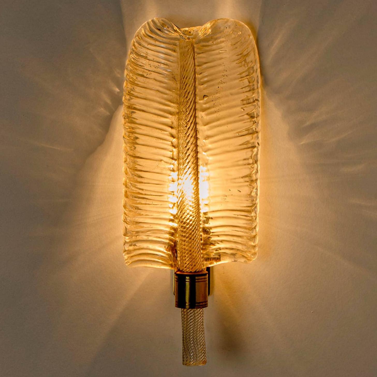 1 der 10 Wandleuchter Barovier & Toso aus Glas und Messingblättern, Italien 1970 im Angebot 5