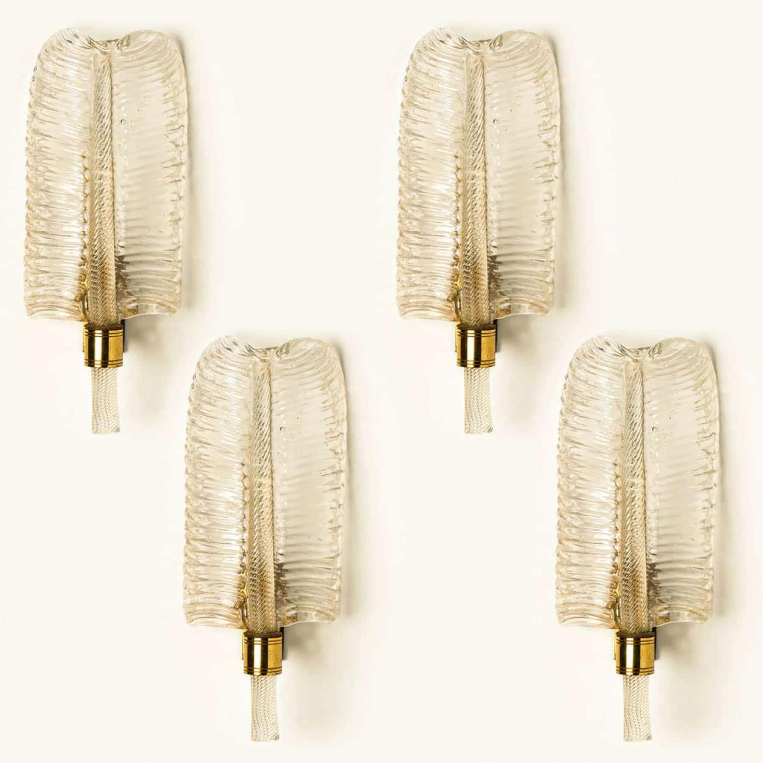 1 der 10 Wandleuchter Barovier & Toso aus Glas und Messingblättern, Italien 1970 im Angebot 6