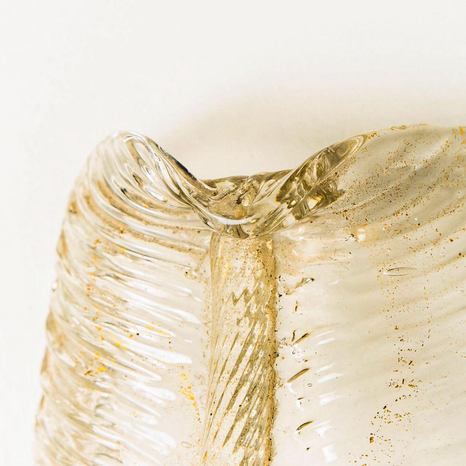 1 of the 10 Wall Sconces Barovier & Toso Glass and Brass Leaves, Italy 1970 For Sale 12