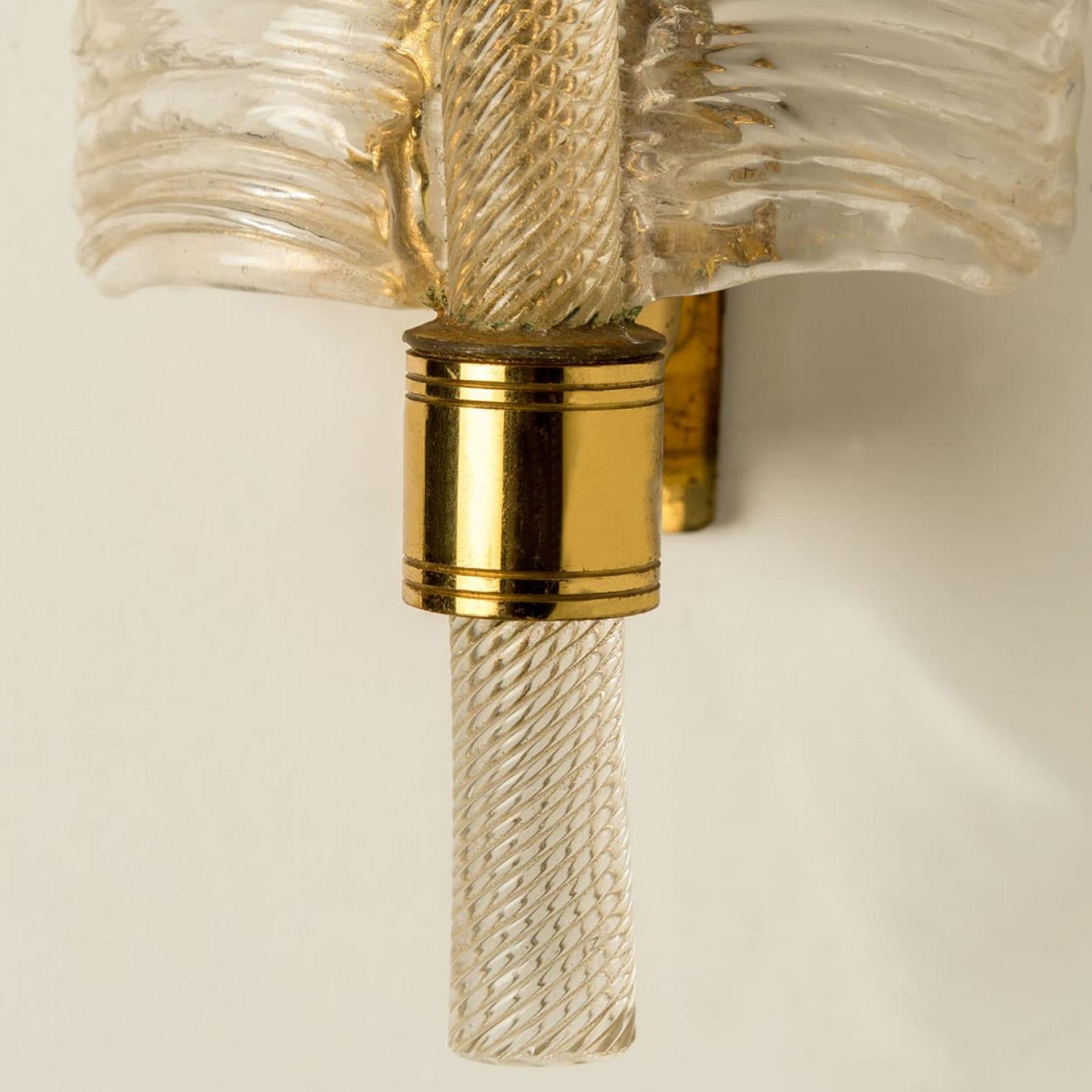 1 der 10 Wandleuchter Barovier & Toso aus Glas und Messingblättern, Italien 1970 (Sonstiges) im Angebot