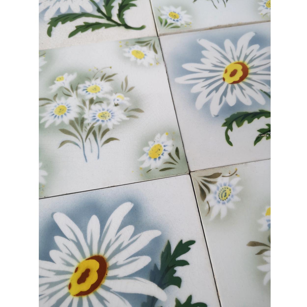 Early 20th Century 1 of the 100 Antique Ceramic Tiles by Societe Morialme, 1920