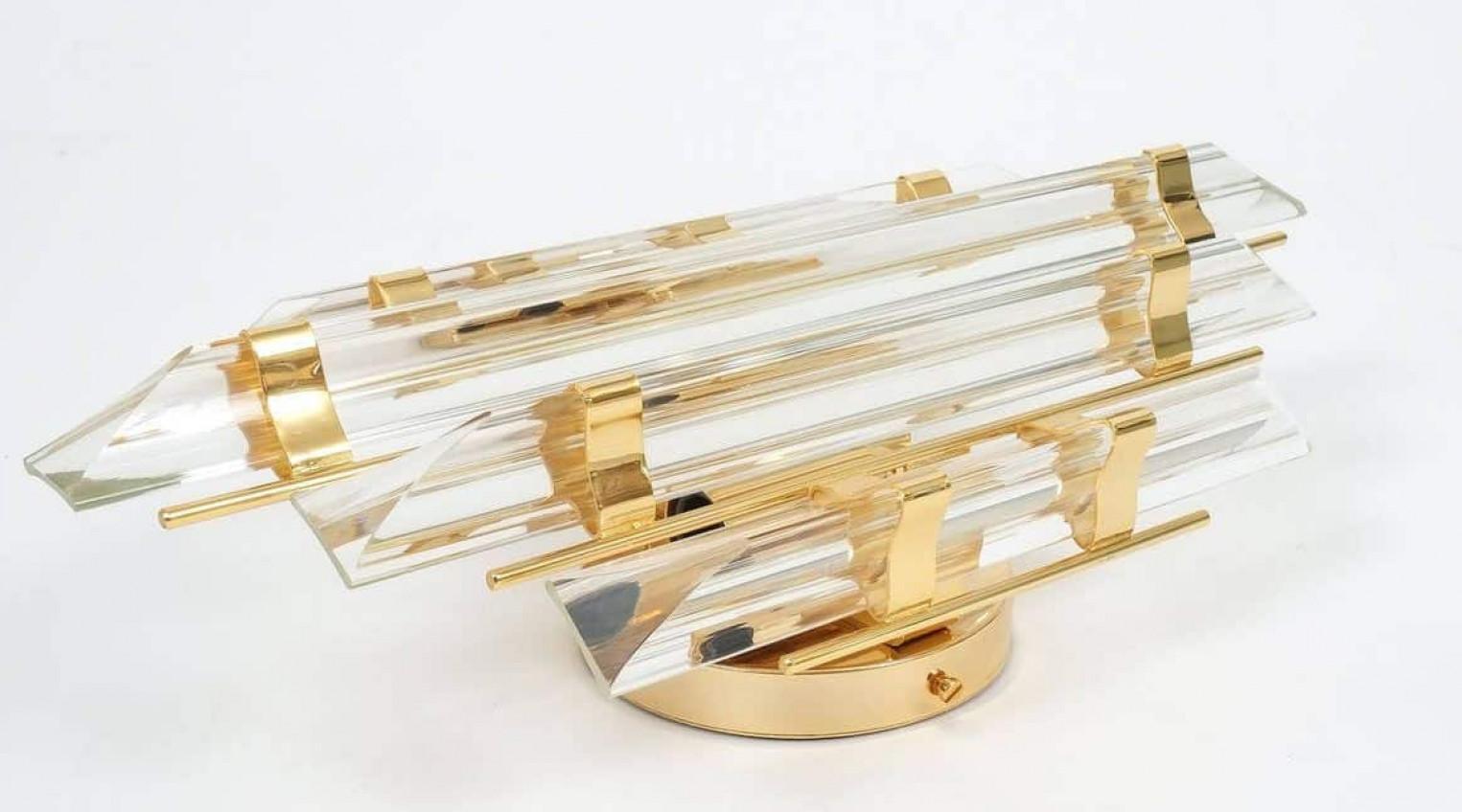 1 of the 11  Murano glass wall sconces featuring five long crystal clear glass 