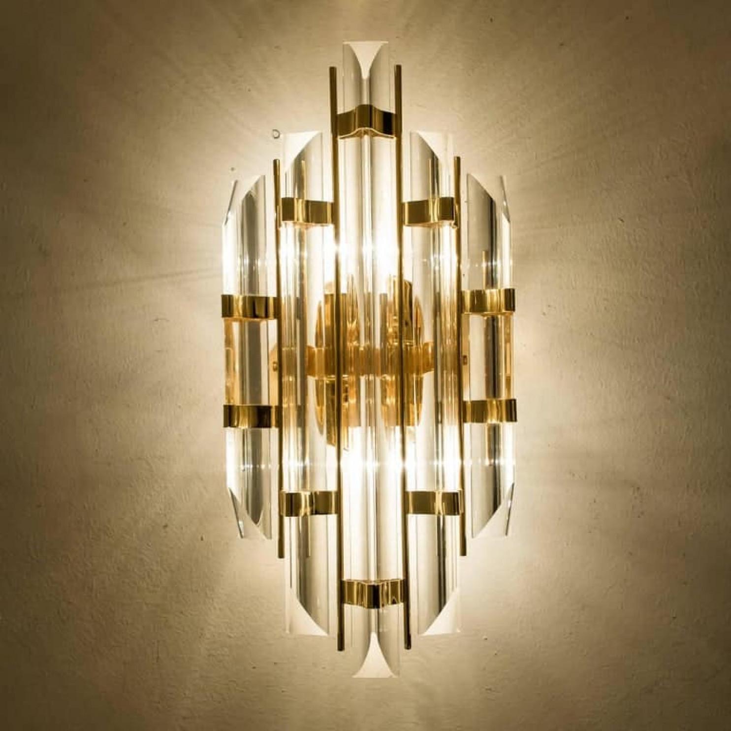 1 de las 11 Lámparas estilo Venini de cristal de Murano y chapadas en oro, Italia Dorado en venta