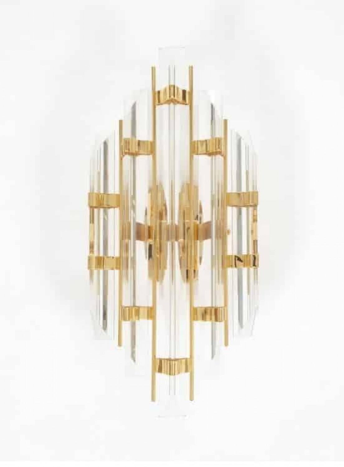 1 de las 11 Lámparas estilo Venini de cristal de Murano y chapadas en oro, Italia finales del siglo XX en venta