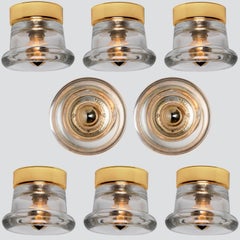 1 der 12 Wandleuchter aus Glas und Messing/Einbaubeleuchtung von Cosack Leuchten, 1970er Jahre