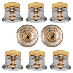 1 of the 12 Glass Brass Wall Sconces/ Flush Mounts by Cosack Leuchten, 1970s