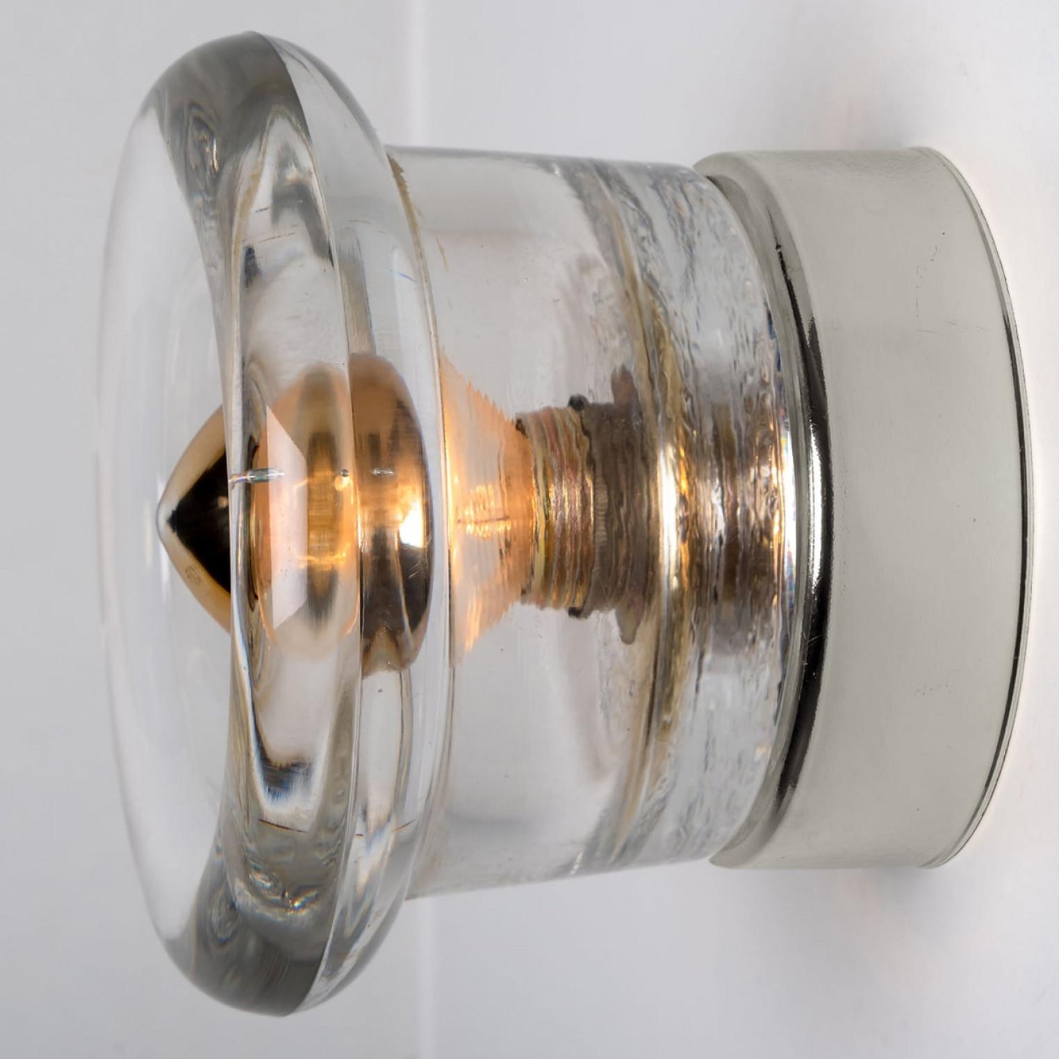 1 of the 12 Glass Chrome Wall Sconces/ Flush Mounts by Cosack Leuchten, 1970s in vendita 2