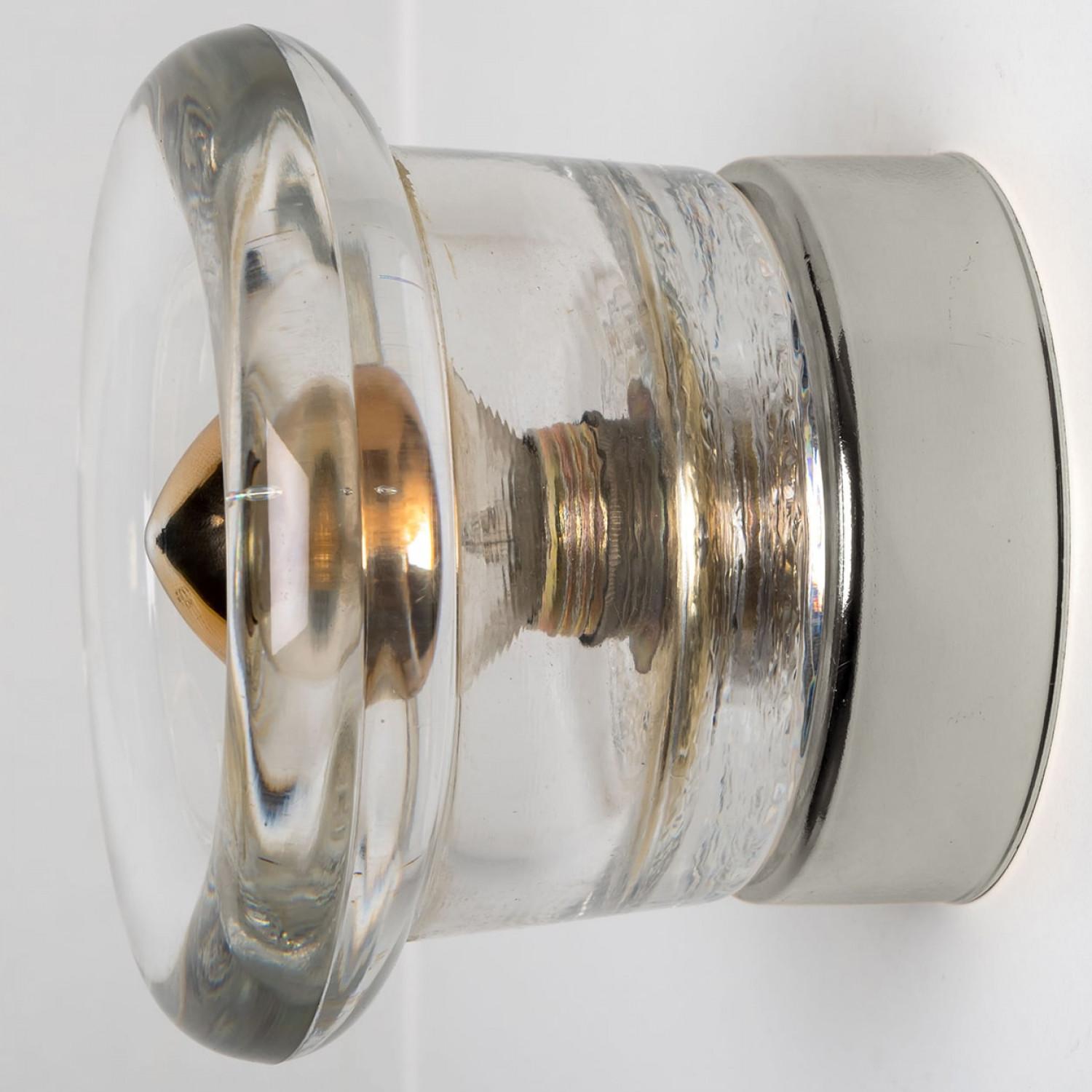 1 of the 12 Glass Chrome Wall Sconces/ Flush Mounts by Cosack Leuchten, 1970s in vendita 4