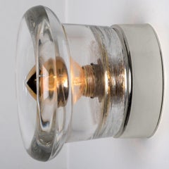 1 of the 12 Glass Chrome Wall Sconces/ Flush Mounts by Cosack Leuchten, 1970s