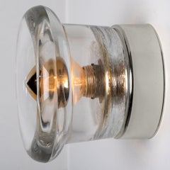 1 der 12 verchromten Glas-Wandleuchter/Einbaubeleuchtung von Cosack Leuchten, 1970er Jahre