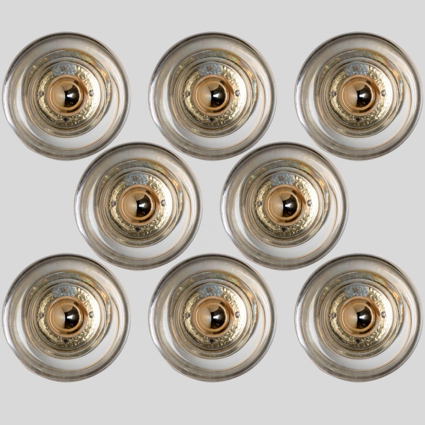 Mid-Century moderno 1 of the 12 Glass Chrome Wall Sconces/ Flush Mounts by Cosack Leuchten, 1970s in vendita
