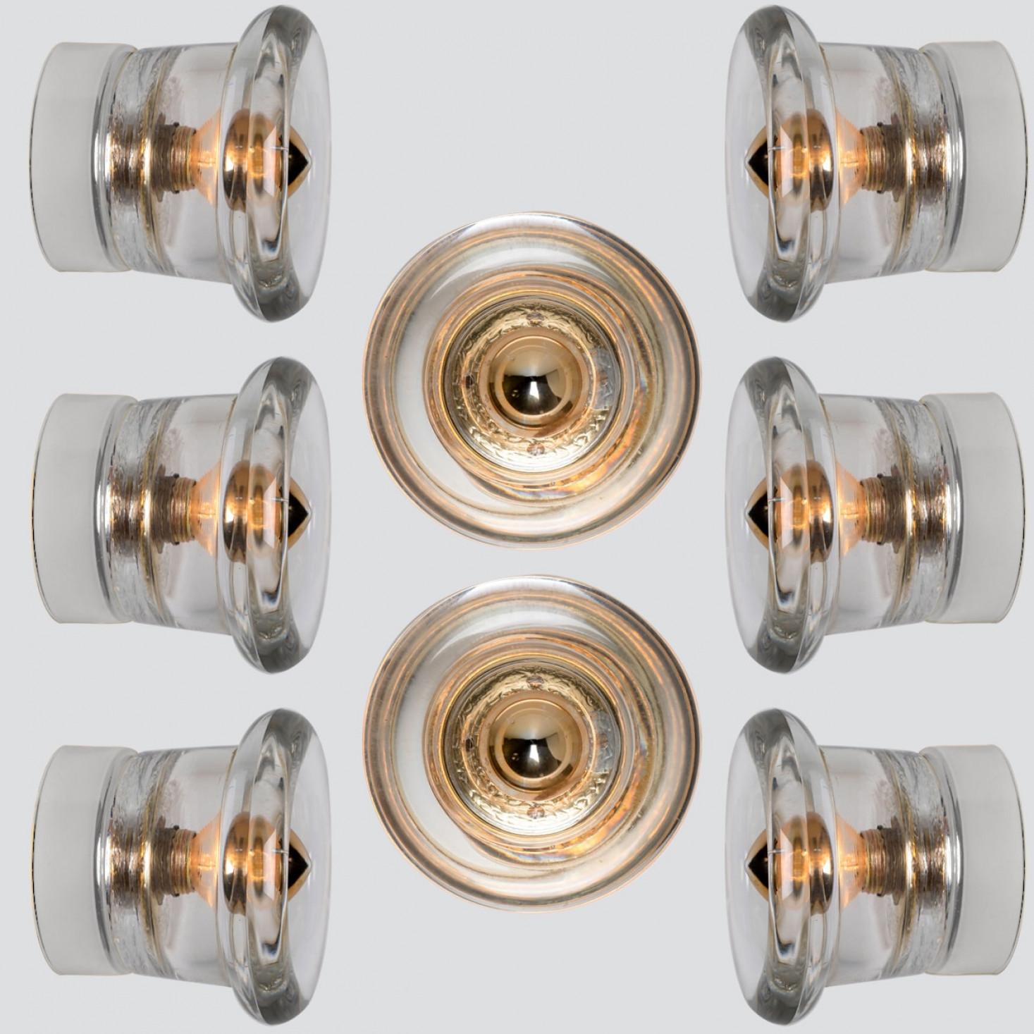 1 of the 12 Glass Chrome Wall Sconces/ Flush Mounts by Cosack Leuchten, 1970s In condizioni buone in vendita a Rijssen, NL