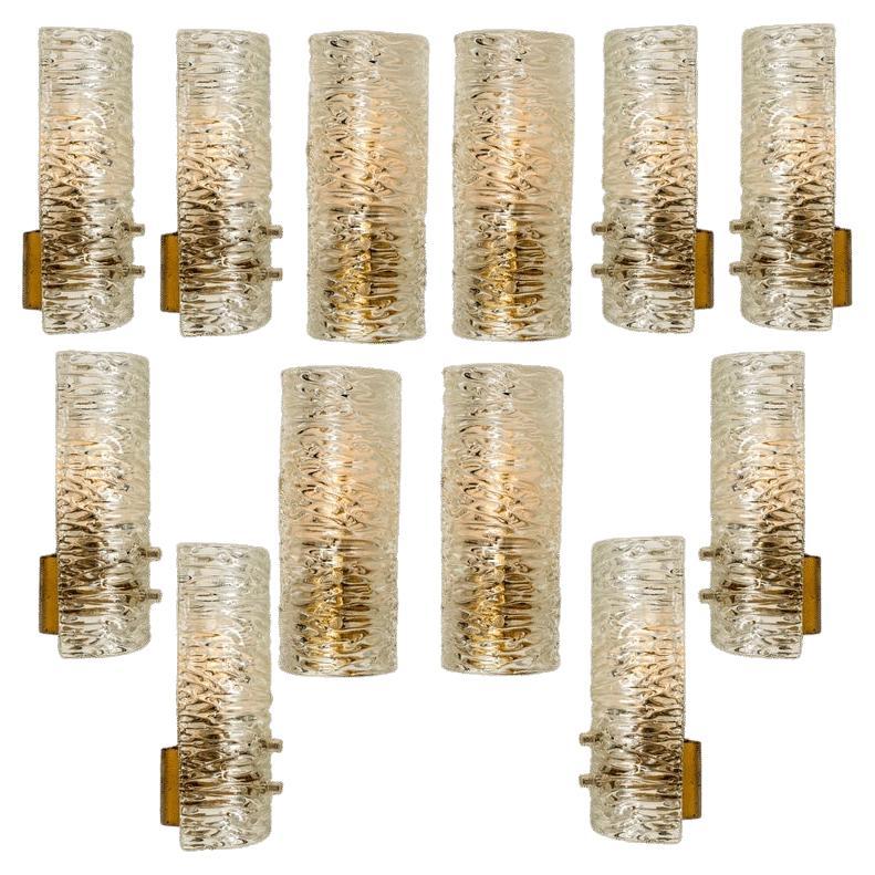 1 of the 12 Handmade Brass and Glass Wall Lights or Sconces by J.T. Kalmar For Sale