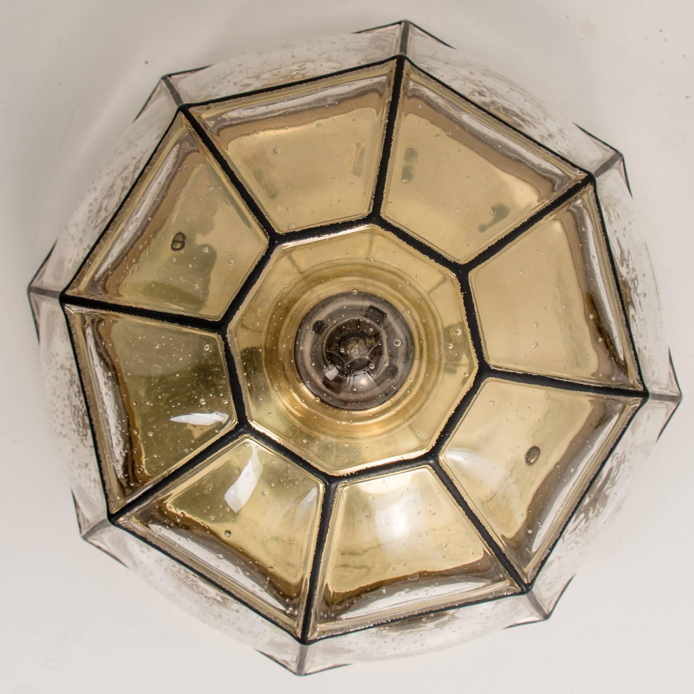 1 of the 12 Iron and Clear Glass Lantern Flushmounts/Wall Lights by Limburg In Good Condition In Rijssen, NL