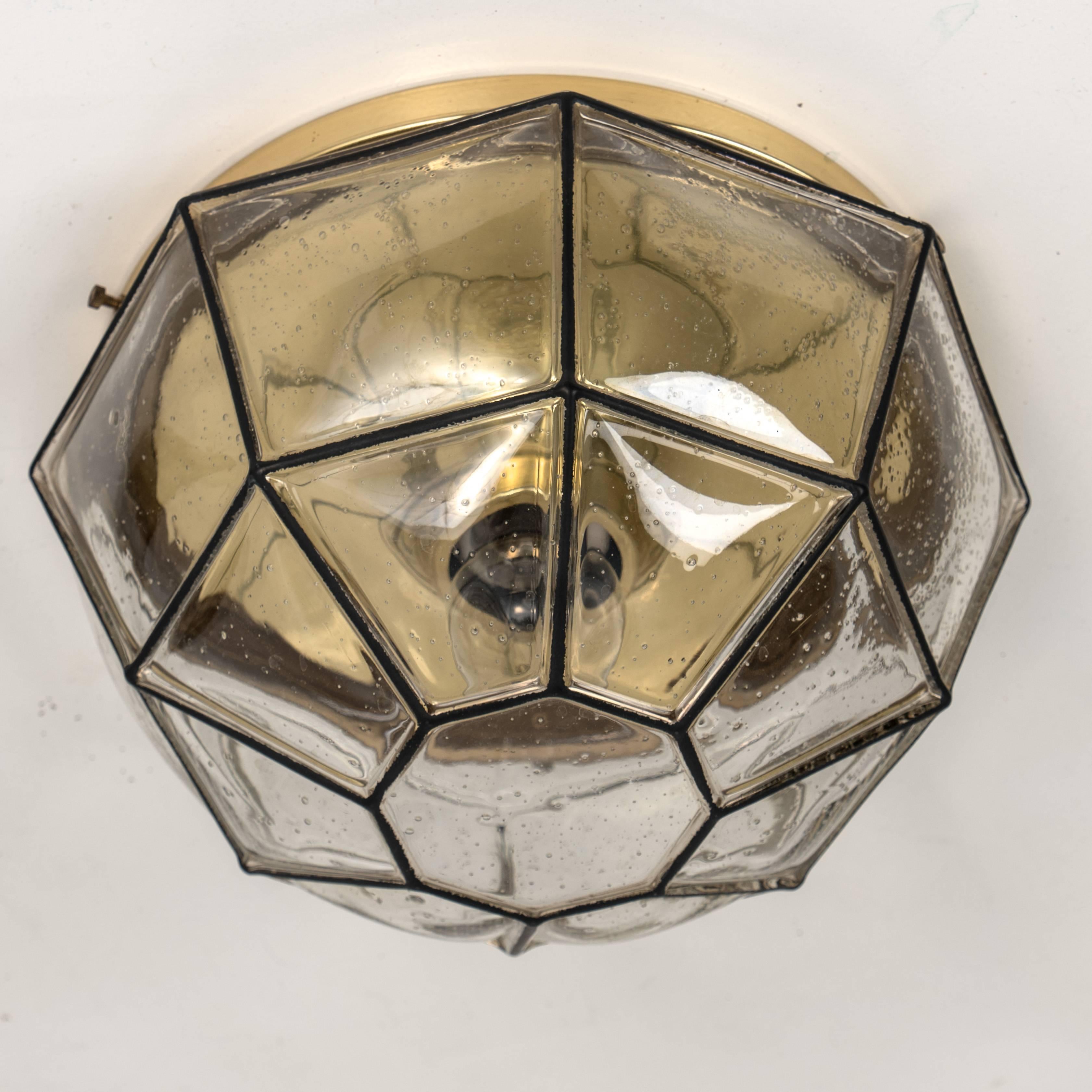 20th Century 1 of the 12 Iron and Clear Glass Lantern Flushmounts/Wall Lights by Limburg