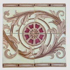 1 dei 12 set di piastrelle in rilievo smaltate Art Deco di Freres e Hemiksen, circa 1920