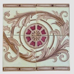 1 of the 12 Sets Art Deco Glazed Relief Tiles by Freres and Hemiksen, circa 1920