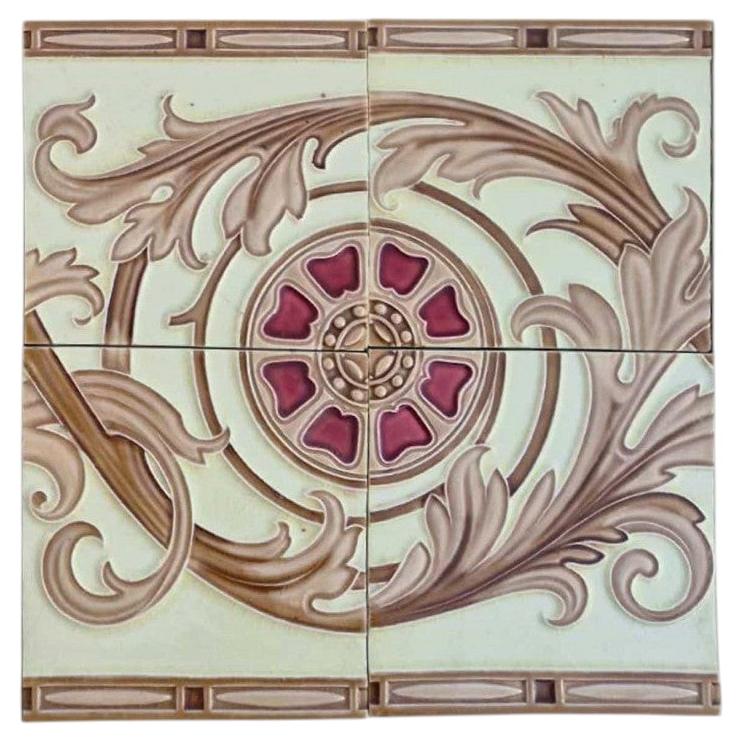 1 of the 12 Sets Art Deco Glazed Relief Tiles by Freres and Hemiksen, circa 1920