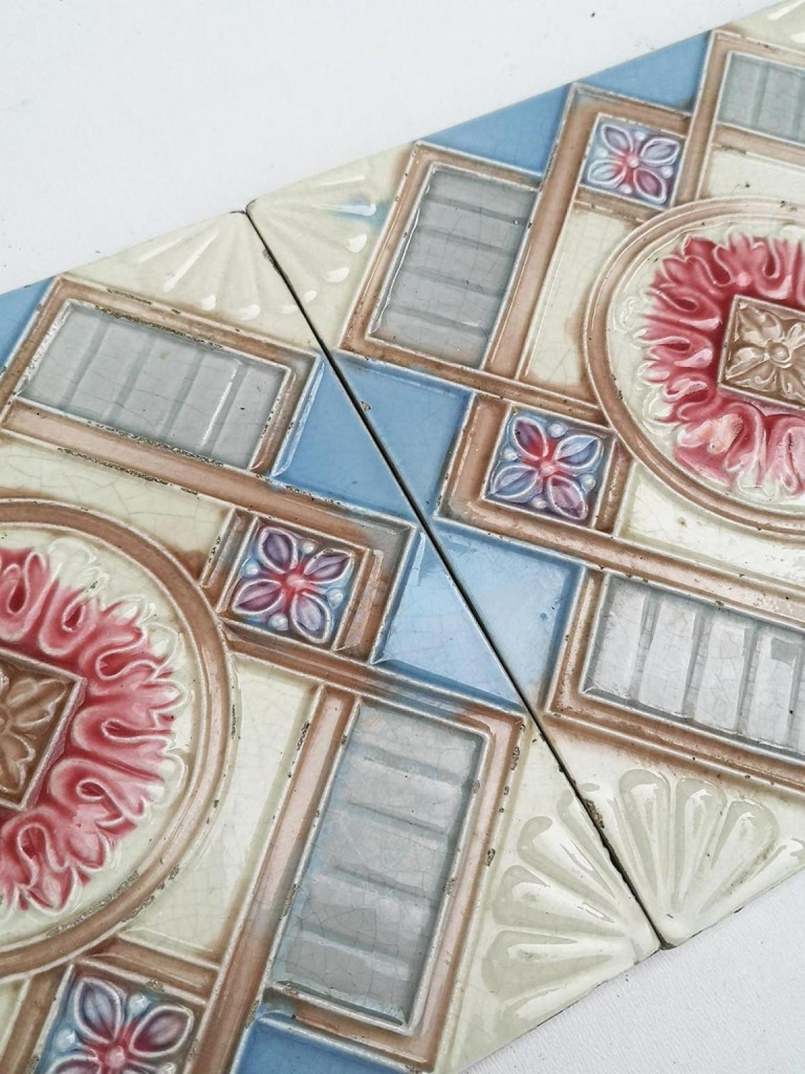 1 of the 13 Glazed Relief Tiles Produits Céramiques de la Dyle, circa 1930 For Sale 1