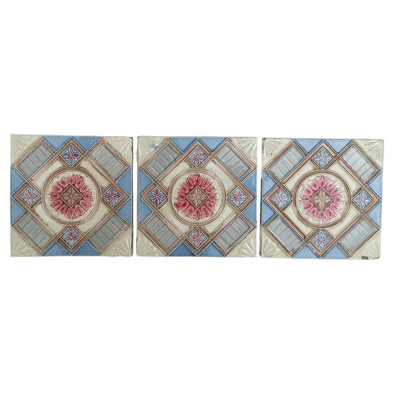 1 of the 13 Glazed Relief Tiles Produits Céramiques de la Dyle, circa 1930 For Sale