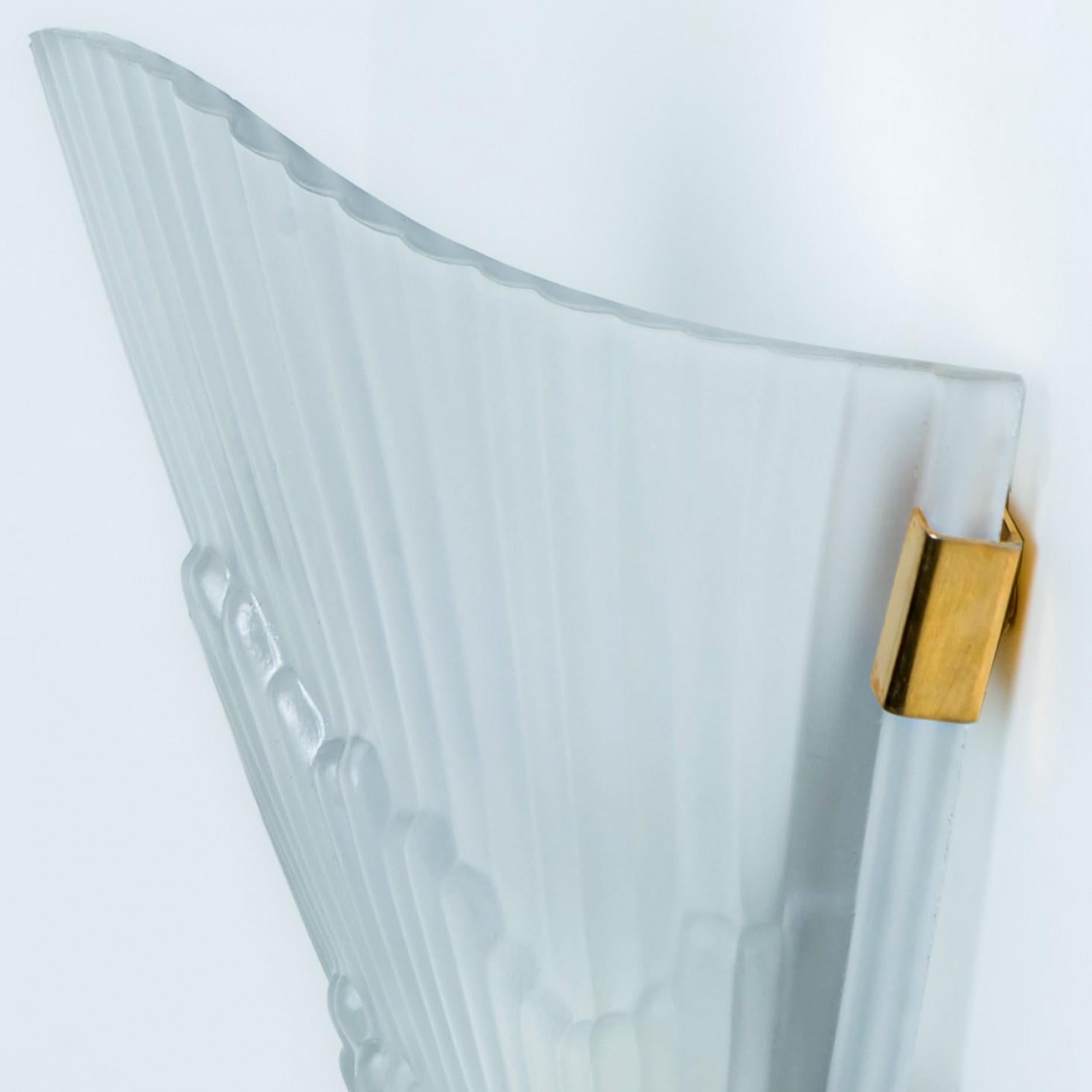 View of 1 of the 14 Art Deco Style Frosted Glass Glass Wall Lights, 1960 For ...