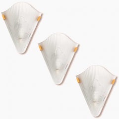 1 of the 14 Art Deco Style Frosted Glass Glass Wall Lights, 1960
