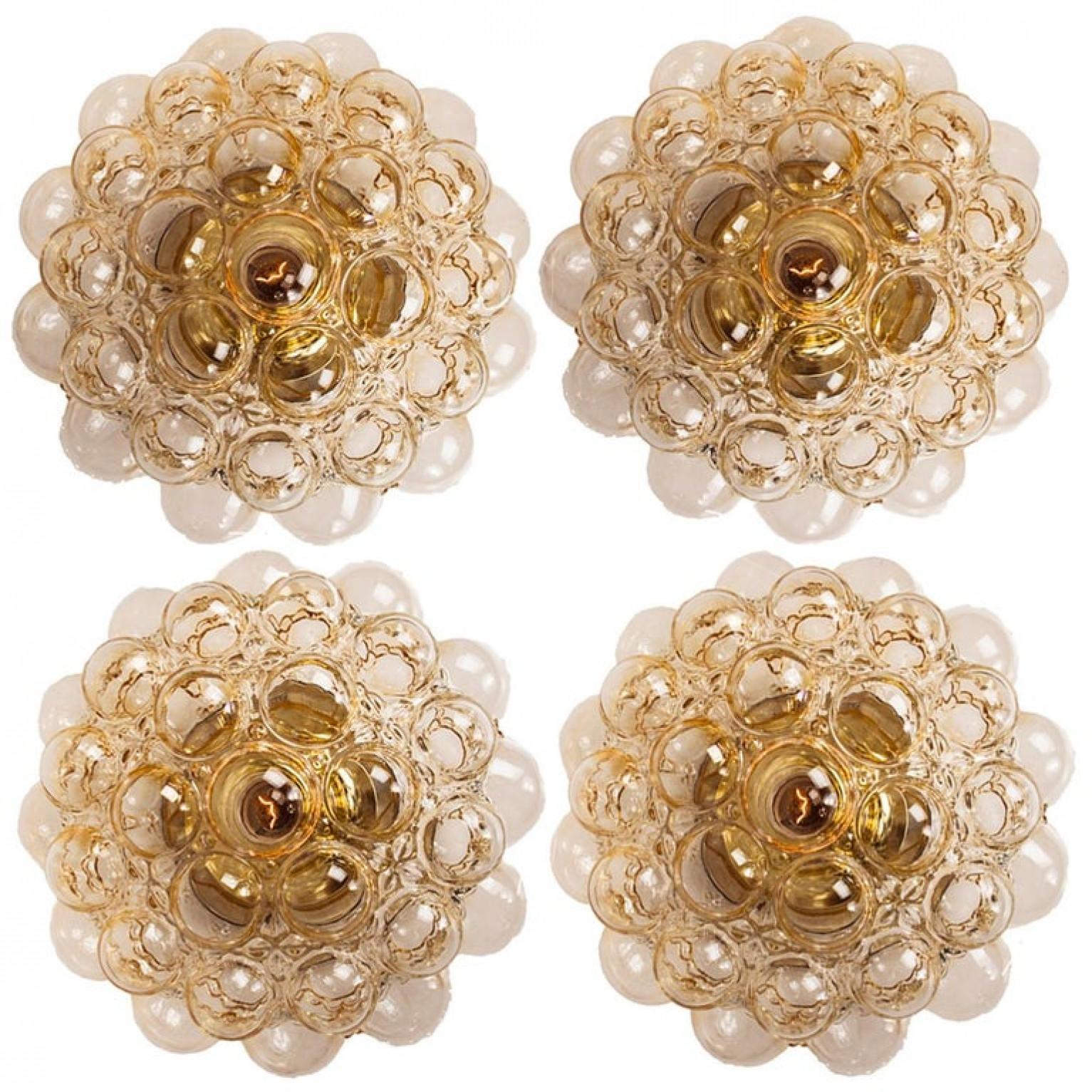 Other 1 of the 2 Amber Bubble Glass Pendant Lamps by Helena Tynell, 1960