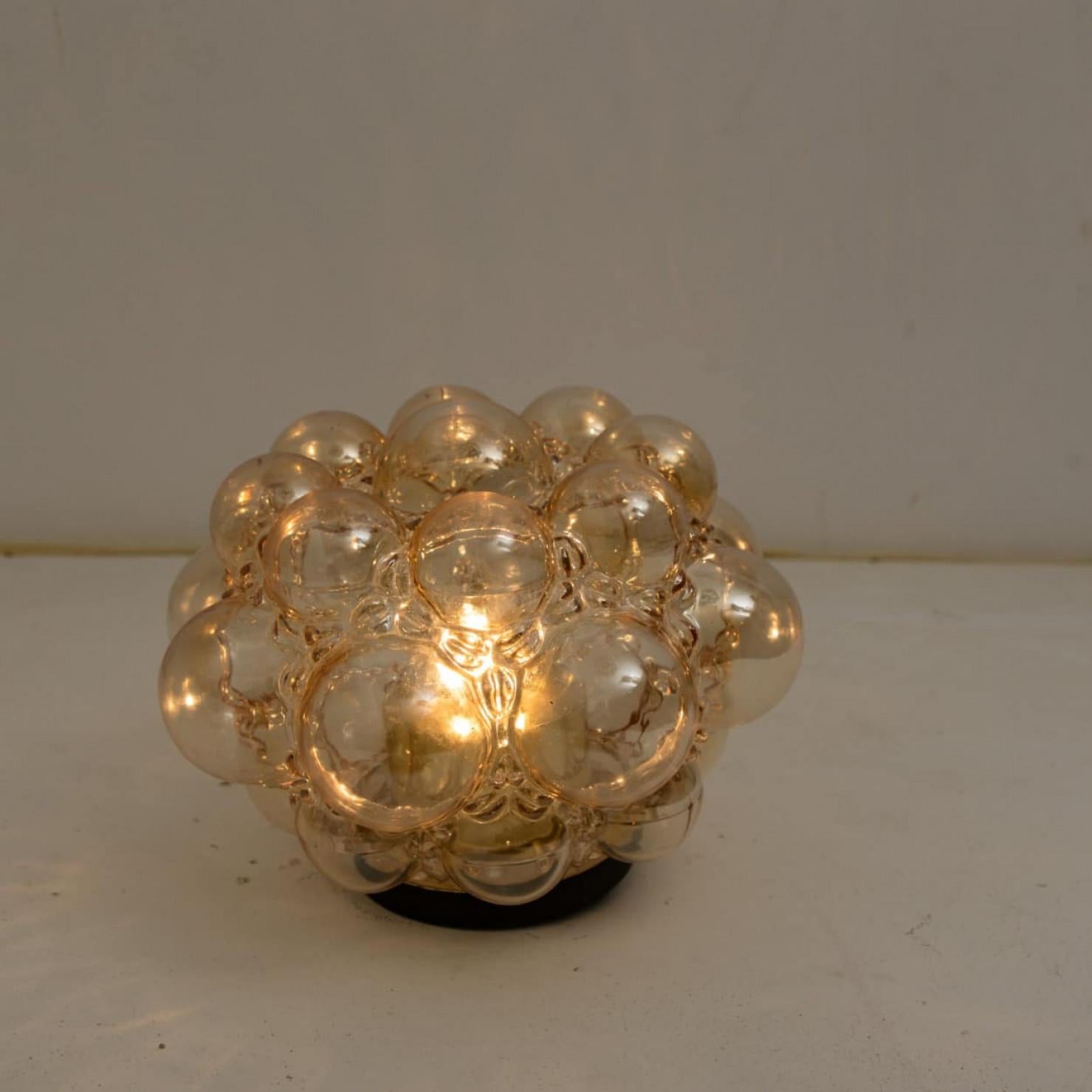 1 of the 2 Amber Bubble Glass Pendant Light Fixtures by Helena Tynell, 1960 For Sale 2