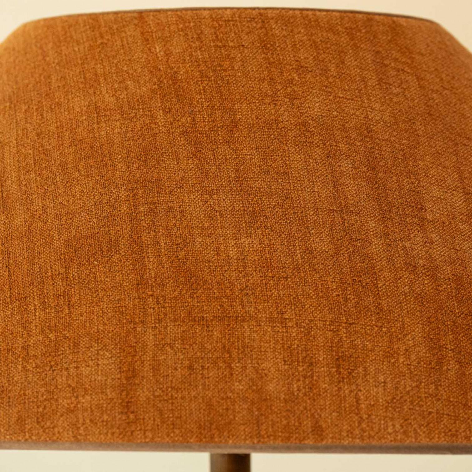 Other 1 of the 2 Amber Bubble Glass Table Lamps, Custom Brique Lampshade by R. Houben For Sale