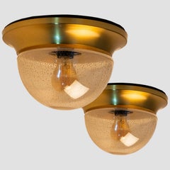 1 of the 2 Amber Glass Flush Mounts in Style of Limburg, 1960
