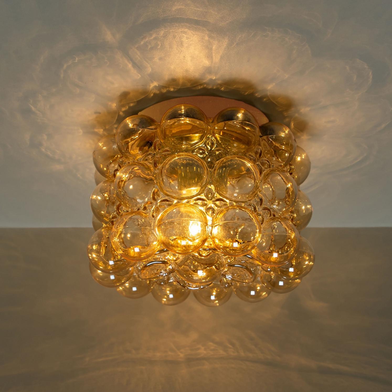 1 of the 2 Amber Glass Flush Mounts Wall Sconce Helena Tynell, Germany 1960 in vendita 2