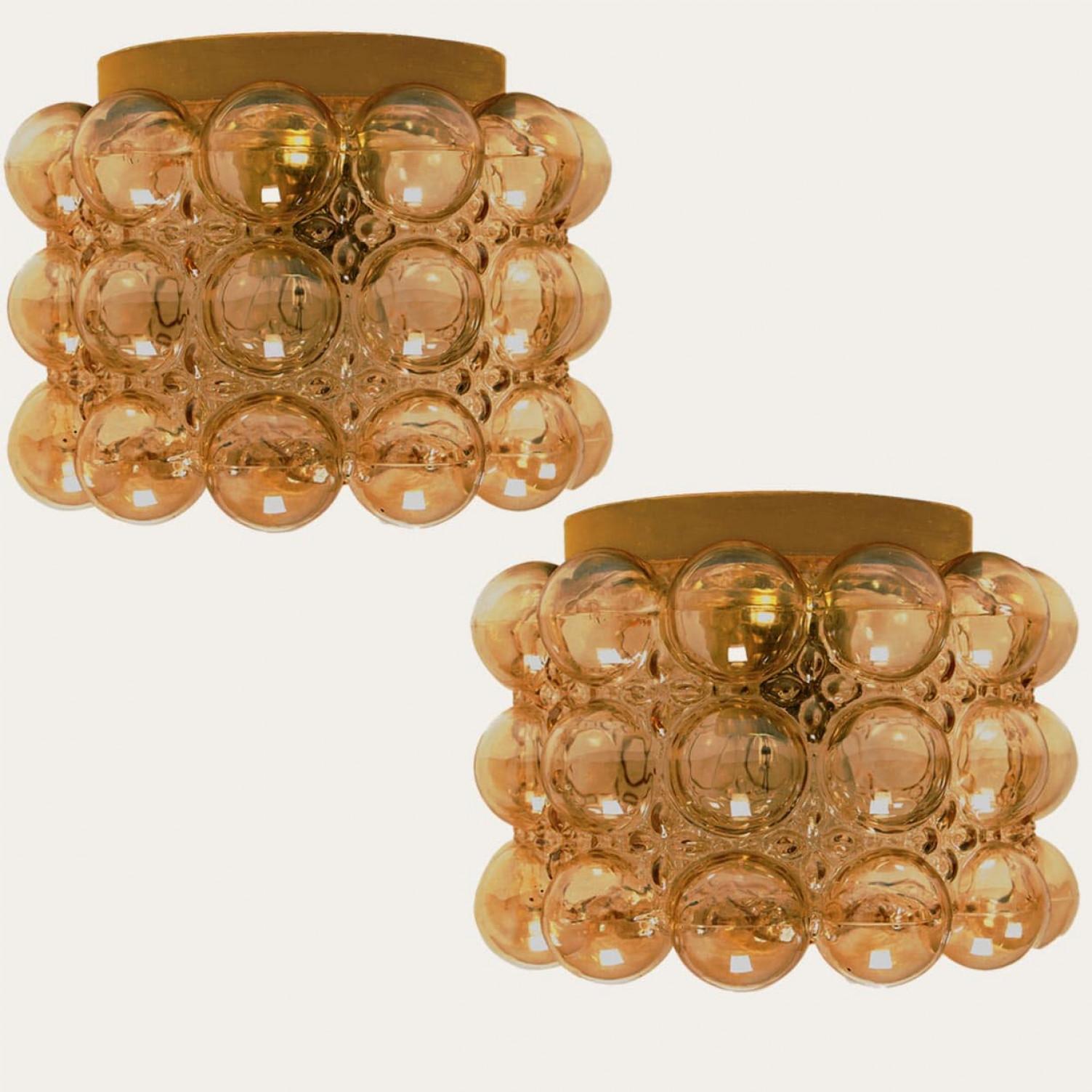 1 of the 2 Amber Glass Flush Mounts Wall Sconce Helena Tynell, Germany 1960 en venta 6