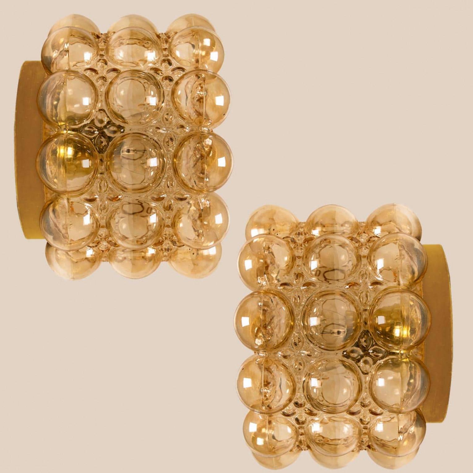 1 of the 2 Amber Glass Flush Mounts Wall Sconce Helena Tynell, Germany 1960 Alemán en venta