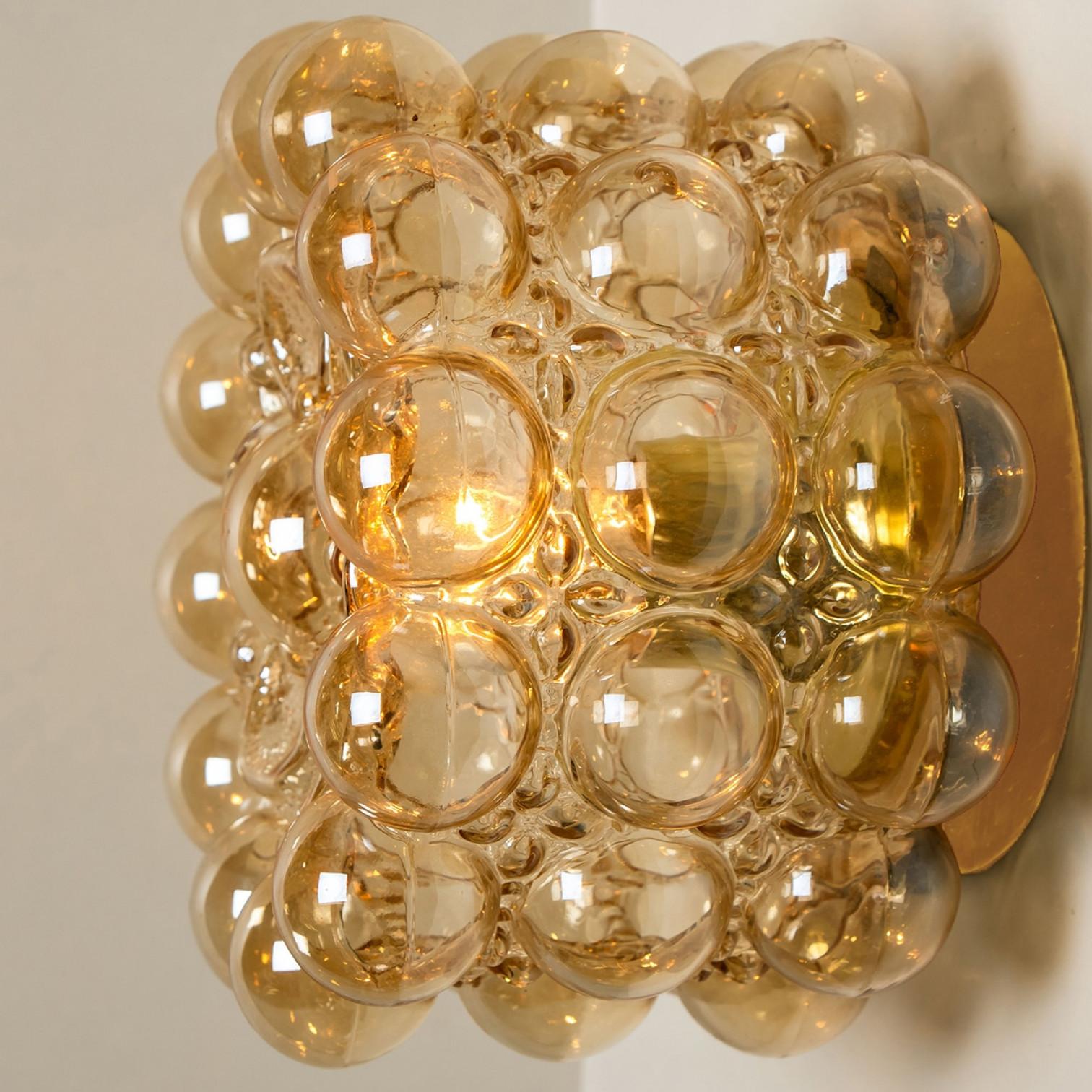 Altro 1 of the 2 Amber Glass Flush Mounts Wall Sconce Helena Tynell, Germany 1960 in vendita