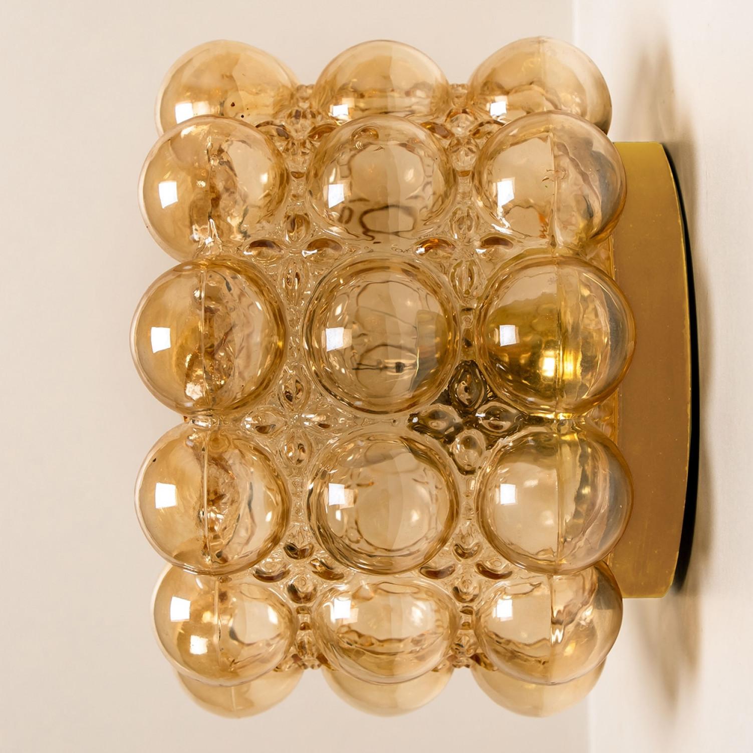 1 of the 2 Amber Glass Flush Mounts Wall Sconce Helena Tynell, Germany 1960 in vendita 1