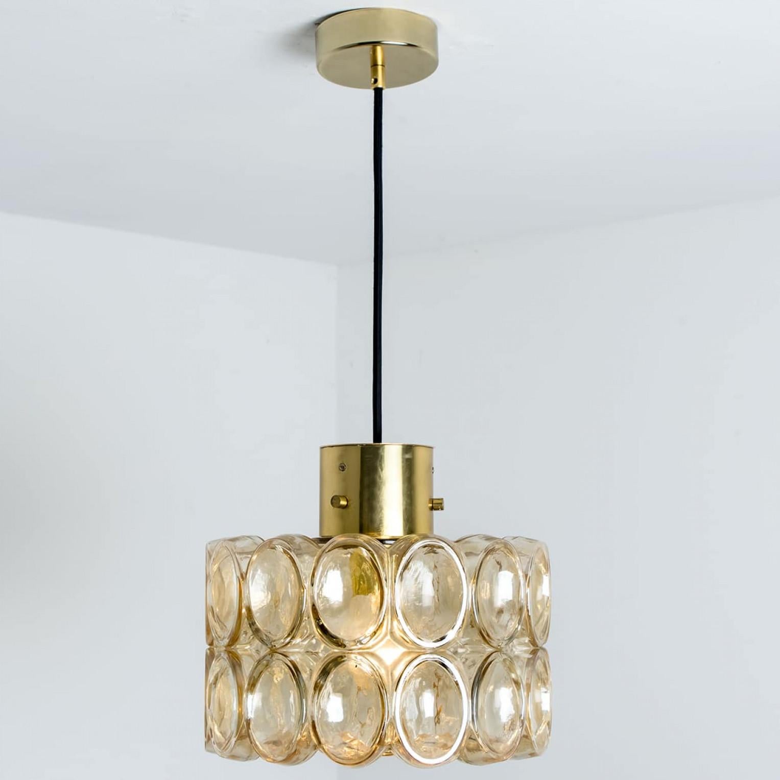 1 of the 2 Amber Glass Pedants by Helena Tynell for Glashütte Limburg, 1970 For Sale 6