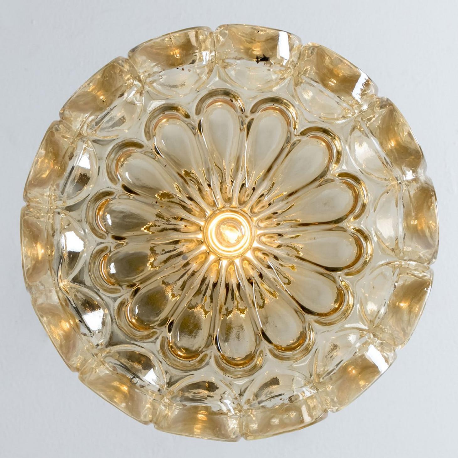 1 of the 2 Amber Glass Pedants by Helena Tynell for Glashütte Limburg, 1970 For Sale 9