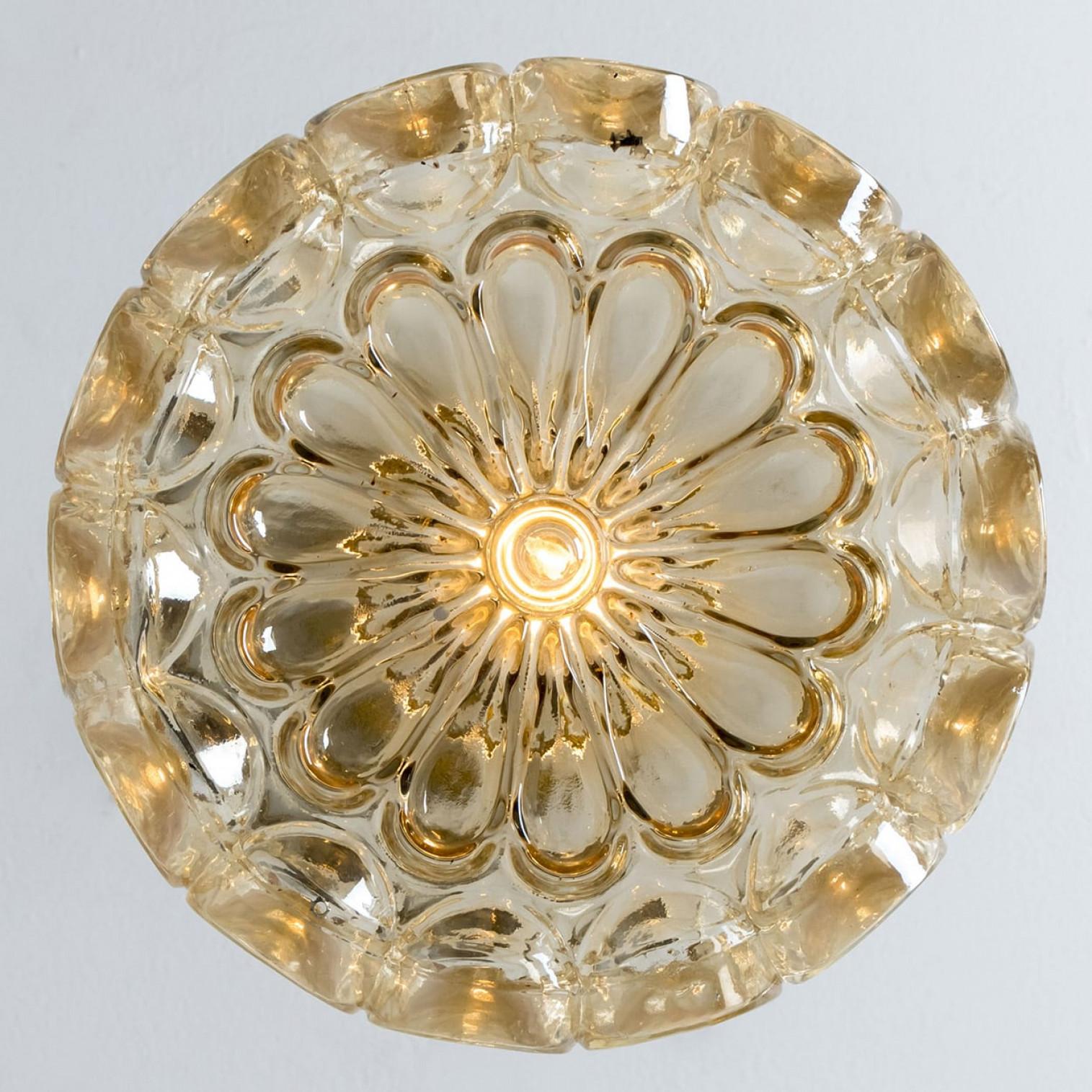1 of the 2 Amber Glass Pedants by Helena Tynell for Glashütte Limburg, 1970 For Sale 9