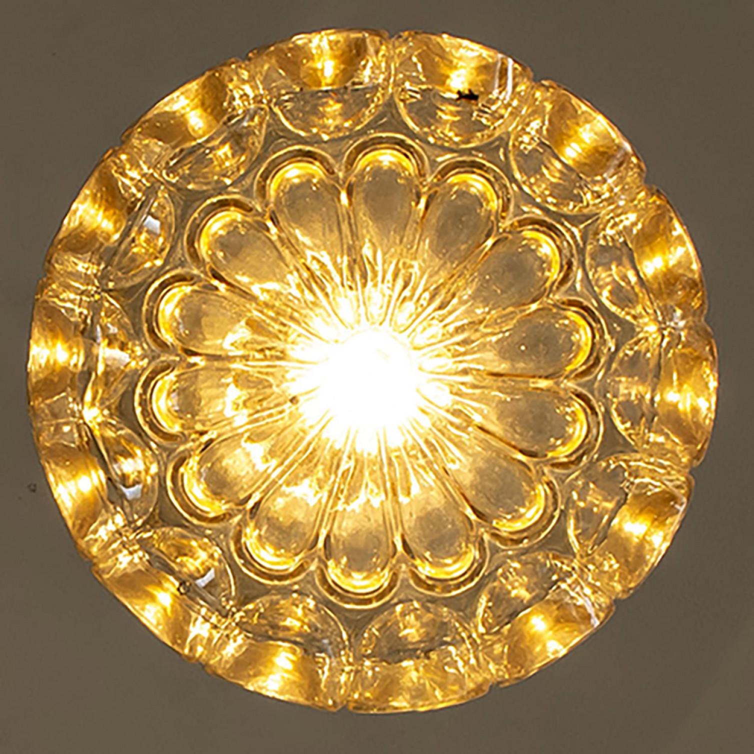 German 1 of the 2 Amber Glass Pedants by Helena Tynell for Glashütte Limburg, 1970 For Sale