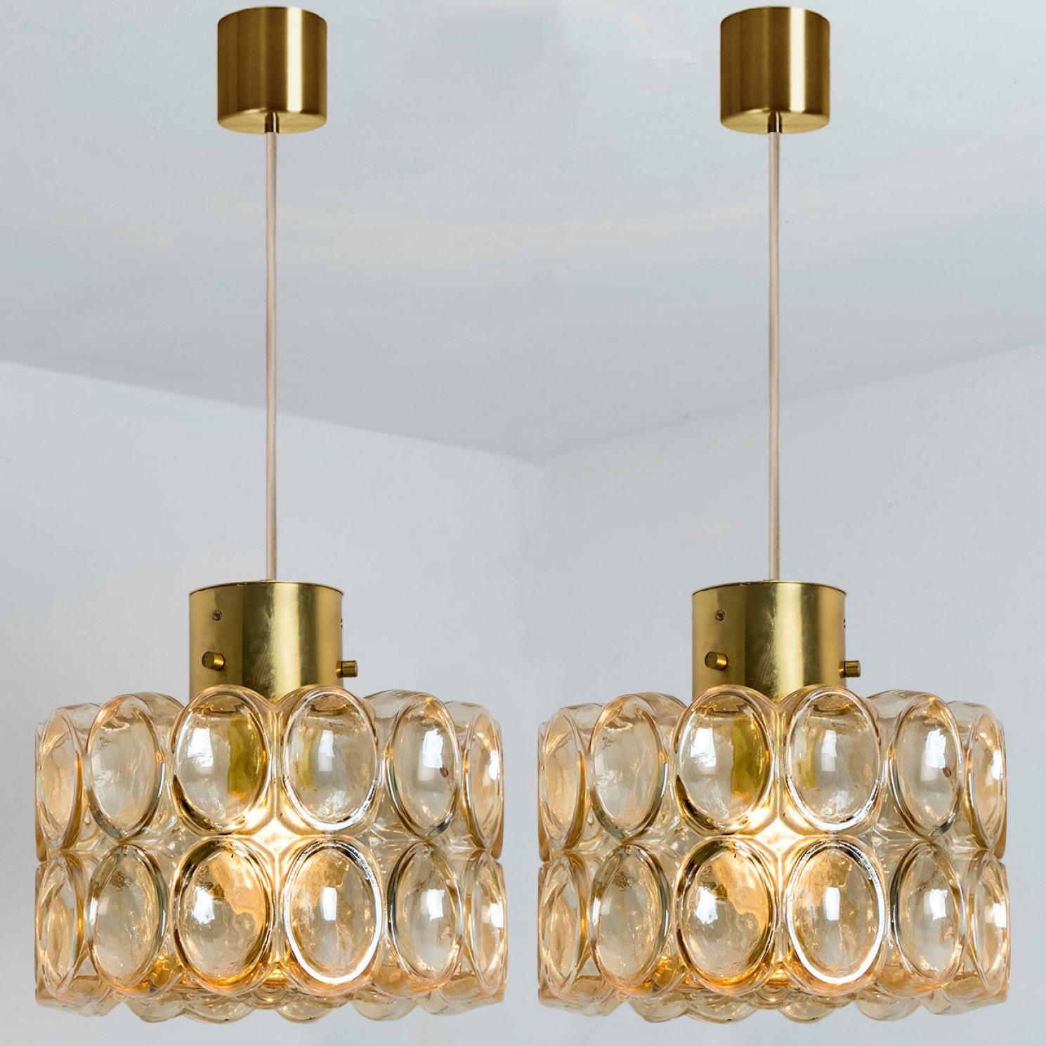 Other 1 of the 2 Amber Glass Pedants by Helena Tynell for Glashütte Limburg, 1970 For Sale