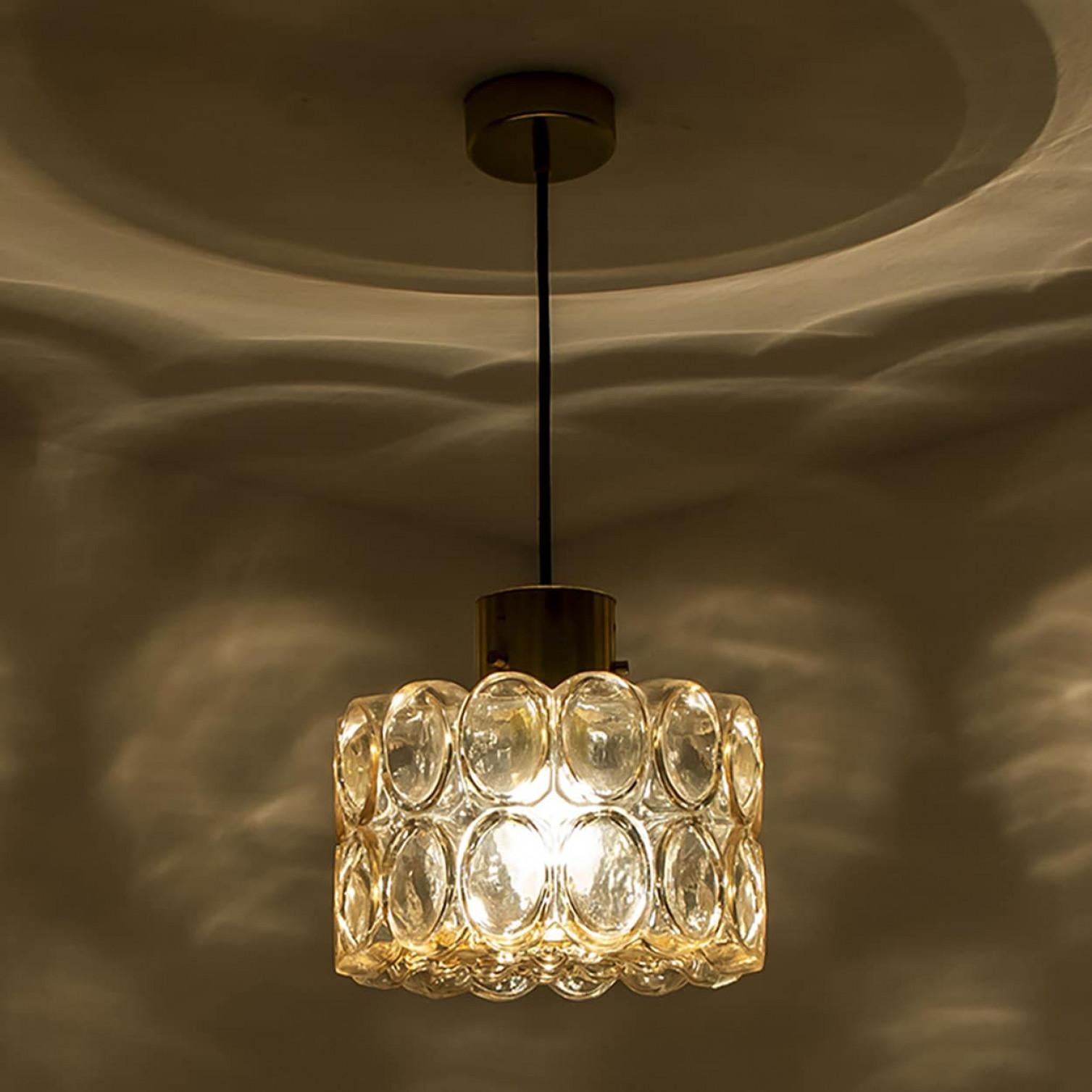 1 of the 2 Amber Glass Pedants by Helena Tynell for Glashütte Limburg, 1970 For Sale 1