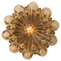 1 of the 2 Amber Glass Wall Lights Sconce by Helena Tynell for Glashütte Limburg