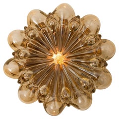 1 of the 2 Amber Glass Wall Lights Sconce by Helena Tynell for Glashütte Limburg