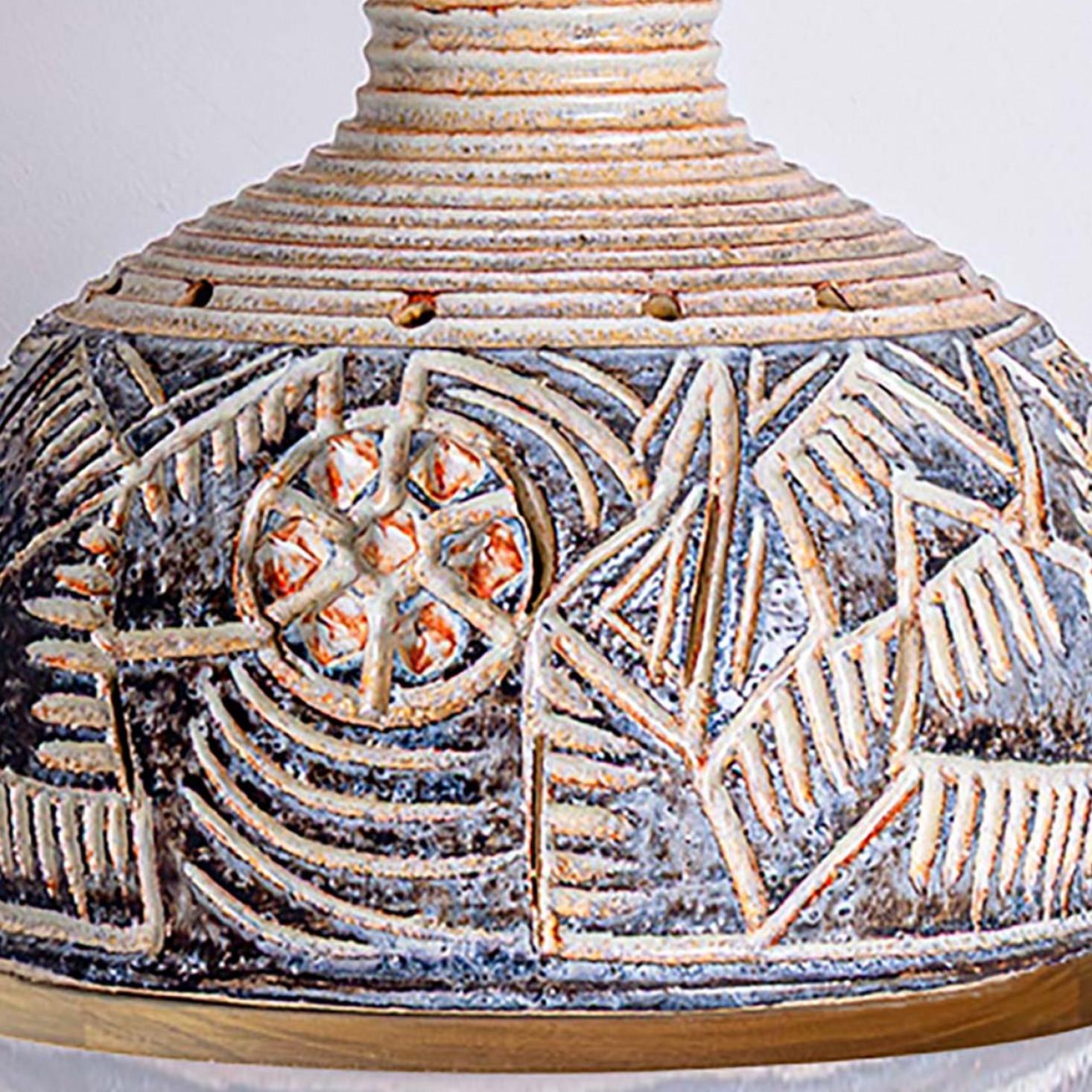 Other 1 of the 2 Axella Ceramic Beige Brown Table Lamps with Custom Shade by R. Houben For Sale